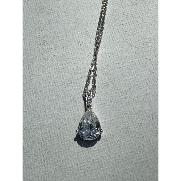 Vintage Sterling Silver Cubic Zirconia Pendant - 18 inch - Picture 2 of 8
